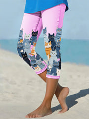 Women's denim cat cropped leggings