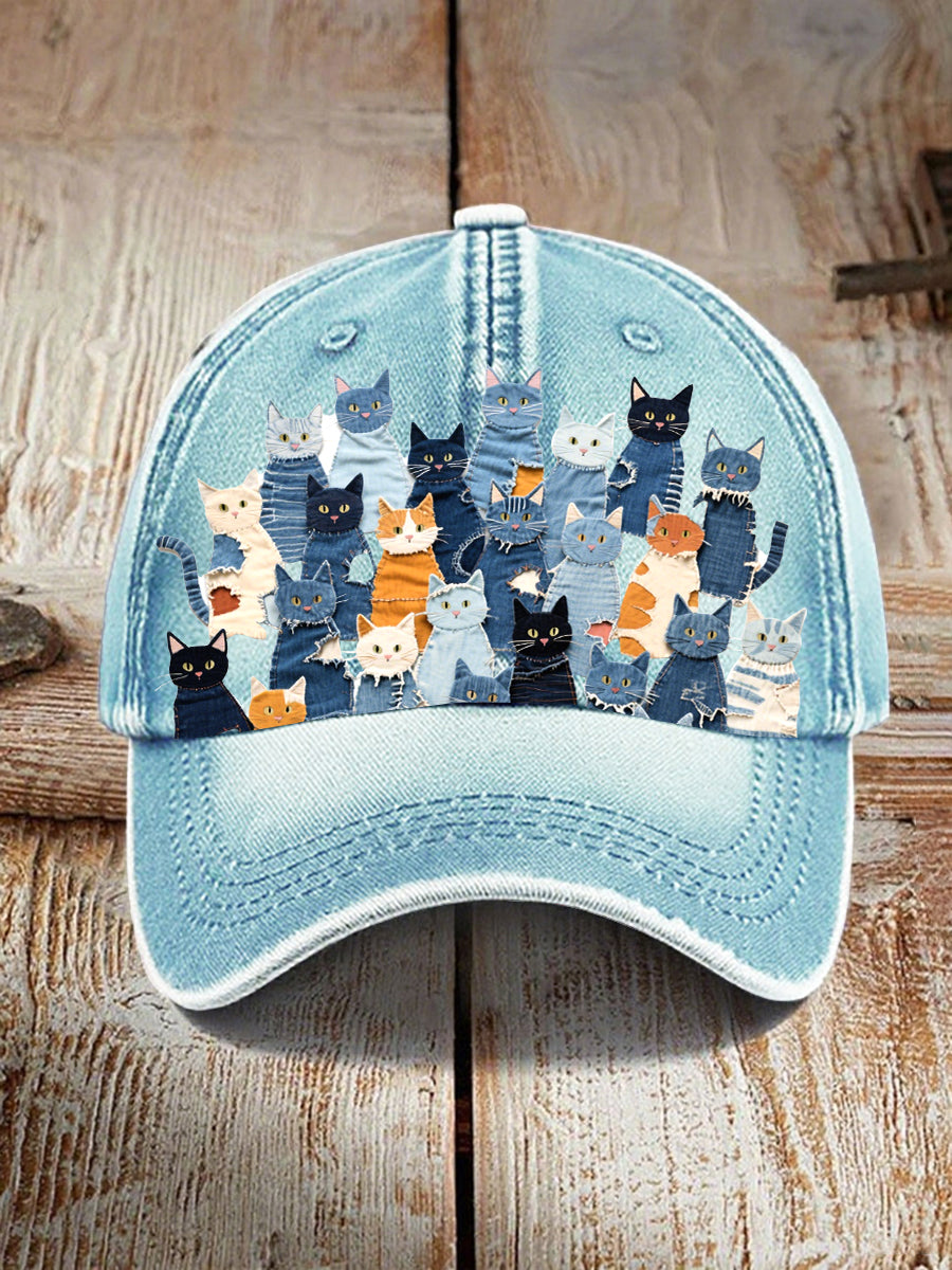 Unisex denim cat hat