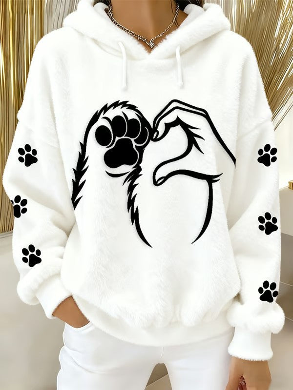 Women's Fun Animal Printed Flannel Hoodie