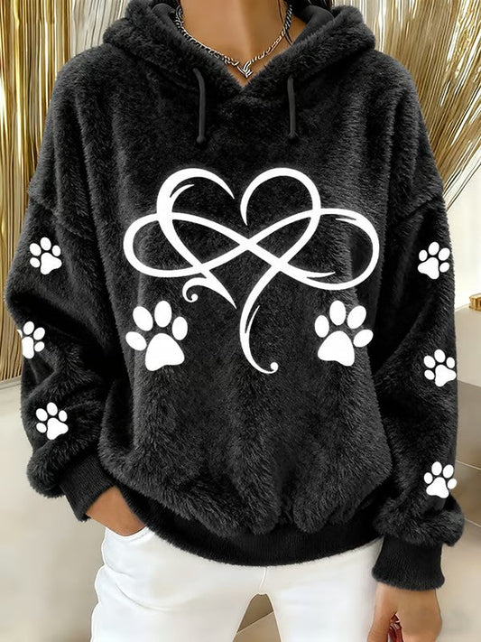 Women's Fun Animal Printed Flannel Hoodie