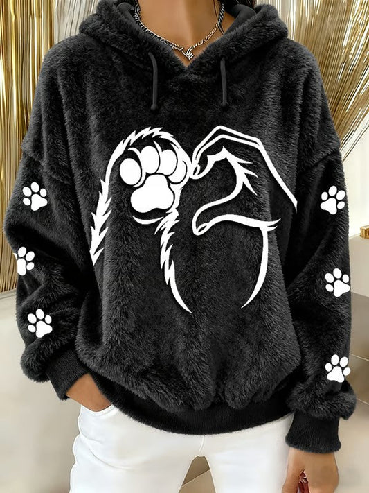 Women's Fun Animal Printed Flannel Hoodie