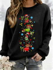 Women's Christmas Dachshund Through The Snow Print Casual Sweatshirt