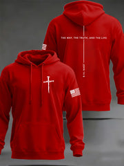 Men's Jesus The Way The Truth The Life John 14:6 Christian Cross Hooded Sweatshirt