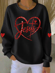 Women's Love Christian Cross Printed Sweatshirt