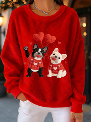 Women's Valentine's Day Puppy Flannel Sweatshirt