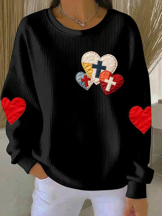 Women's Love Christian Cross Printed Sweatshirt