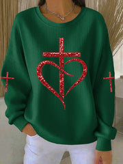 Women's Love Christian Cross Printed Sweatshirt