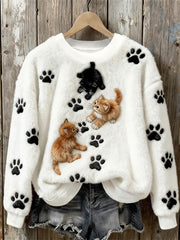 Women's Cat Art Print Casual Top