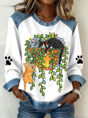 Women's Cats Print Sweatshirts