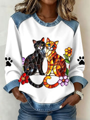 Women's Cats Print Sweatshirts