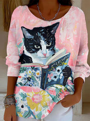 Women's Cat Print T-Shirts