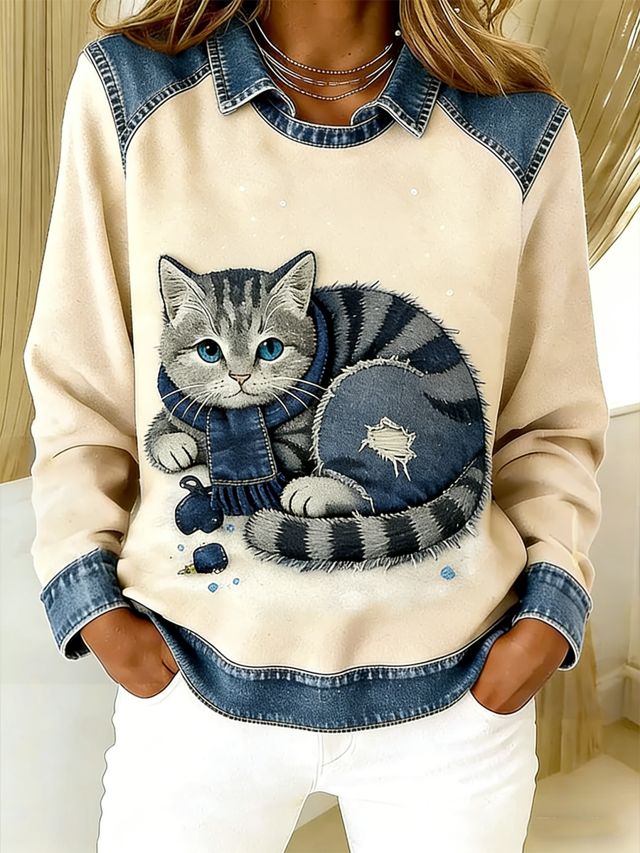 Women's Retro Animal Art Print Comfortable Regular Sweatshirt