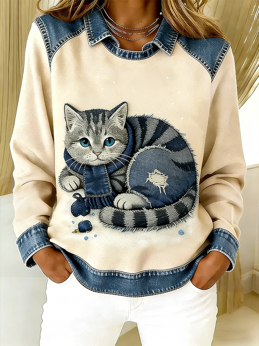 Women's Retro Animal Art Print Comfortable Regular Sweatshirt