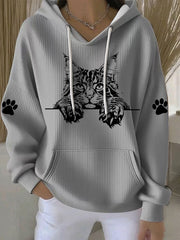 Women's Cat Art Print Casual Hoodie
