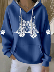 Women's Cat Art Print Casual Hoodie