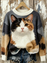Women's Cat Art Print Casual Sweatshirt