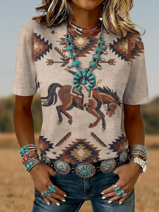 Women's Western Horse Short-sleeved T-shirt