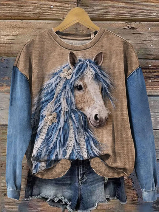 Women's Vintage Horse Art  Sweatshirt